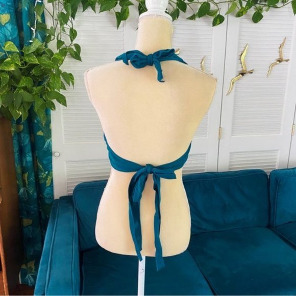 Urban Outfitters | Out From Under Sorelle Twist Halter Bra Top Teal New Large - Picture 9 of 12